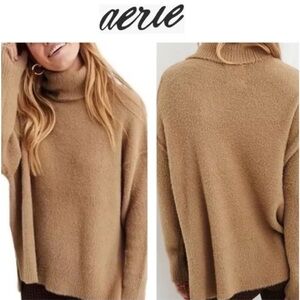 Aerie Warm Turtle Neck Tan Knit Sweater
